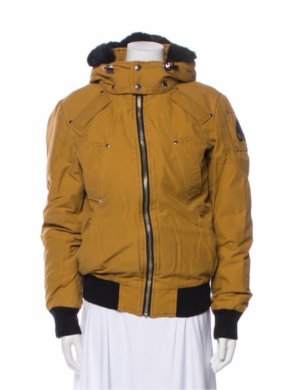Moose Knuckles Men's Mustard Hooded Puffer Jacket